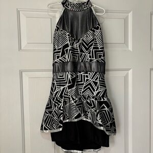 Chic Black and White Geometric Jazz Dress